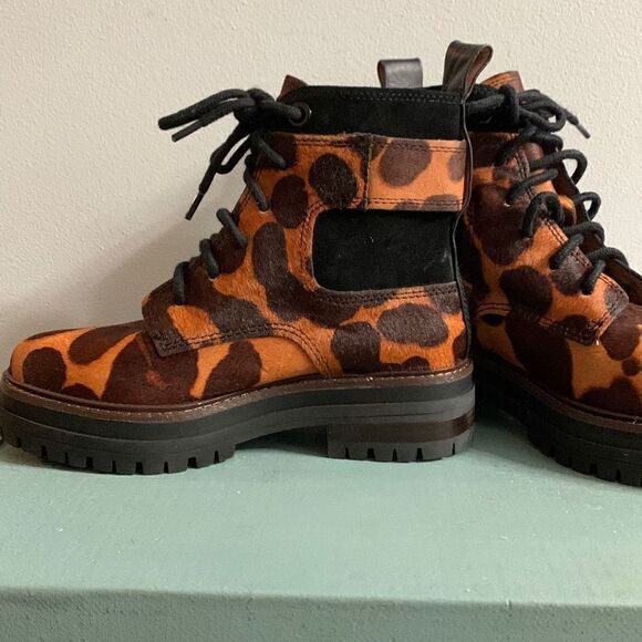 Louise et CIE animal print combat boots platform buckle ankle moto boots - Picture 3 of 7